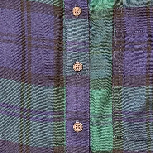 Old Navy Green Navy Plaid Button Front Shirt Dress Size L - Picture 5 of 6